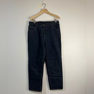 Woolrich Jeans Womens Black Flannel Lined indigo Blue Jeans 14 winter